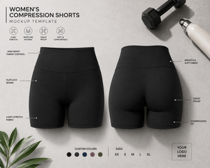 Shorts de compression noirs taille haute pour femme, coupe sportive, respirants, tricotés, pour l'entraînement, le yoga, la course et le cyclisme - Product Image 6