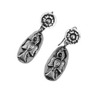 Oxidized Bird Motif Drop <b>Earrings</b> in 925 Sterling Silver for Engagement & Wedding Vintage Design - Product Image 4