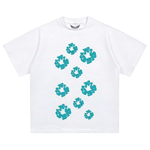 T-shirt pour homme à motif abstrait à pois blancs, manches courtes, col rond, coupe classique, 100% coton jersey, design imprimé - Product Image 4