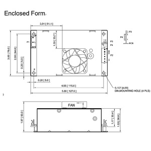 12V 11.12A BF Class Medical U-Bracket แบบโครงเปิด ขนาดกะทัดรัด โปรไฟล์ต่ำ กำลังไฟสูงสุด 200W 5.3 CFM ระบบระบายความร้อนด้วยอากาศแบบบังคับลมเดี่ยว - Product Image 3
