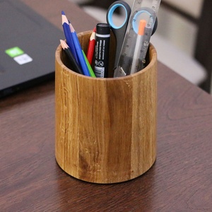 Wooden Pen Holder with Natural Finish for Desk Organization Featuring Pencils Pens Ruler and <b>Notepad</b> Stand handmade collection - Product Image 3