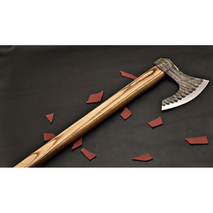 Burraq 19" Custom Handmade Carbon Steel Rosewood Handle Tomahawk Splitting <b>Axe</b> Heavy Duty Industrial DIY Outdoor <b>Camping</b> Hunting - Product Image 6
