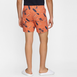 Shorts de Playa para Hombre con Estampado Tropical Naranja, Cintura Elástica, Corte Alto, para Verano, Baño, Poliéster/Nailon, Impermeables - Product Image 3