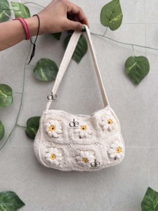 Nouveau Sac de Plage Carré en Paille Tressée Façon Crochet, Style Bohème, Fait Main, Design Unique et Élégant pour Femme - Product Image 4