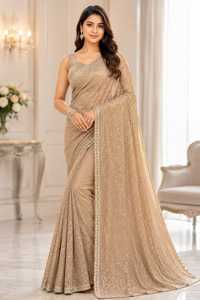 Indian Boutique Elegant Blue Georgette Quick Dry Glitter Print <b>Saree</b> <b>Women</b> Regular Fit Wedding Wear Bridal Pakistan All Seasons - Product Image 6