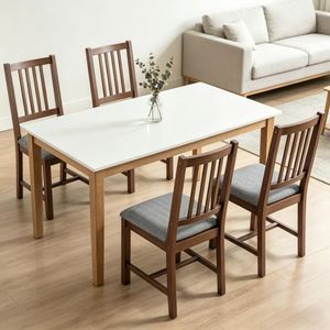 Sedie da Pranzo in Legno di Faggio Stile Rustico (4 Pezzi) - Per Soggiorno, Esterni e Ristoranti - Product Image 1