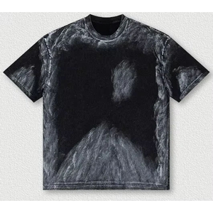 เสื้อยืดผู้ชายทรงโอเวอร์ไซส์ ผ้าคอตตอน 100% ล้างสีแบบแอซิดฟอก ทรงบ็อกซี่ สไตล์สตรีทแวร์ ขาดๆ แบบดิสเทรส - Product Image 3