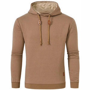 Sweat-shirt à capuche bleu clair pour homme, coupe classique, tricot gaufré, décontracté, manches longues, pour l'automne - Product Image 6