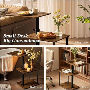 360 Degree Swivel Side <b>Table</b> for Height Adjustment <b>C</b>-Shaped End <b>Table</b> with Storage for Couch Living Room Furniture - Product Image 4