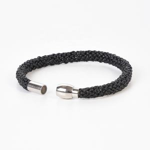 Leather <b>Bracelet</b> Men's Leather <b>Bracelet</b> Women's Black Round Leather Stainless Steel <b>Magnetic</b> Clasp Unisex - Product Image 2