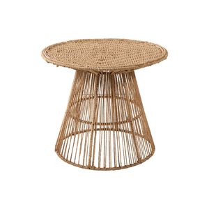 Round Rope Wrapped <b>Side</b> <b>Table</b> With Wooden Top For Small Spaces Bedroom Corner And <b>Sofa</b> Use - Product Image 4