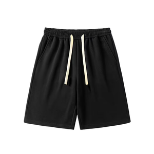 Shorts pour hommes de qualité supérieure, taille élastique, couleur unie, design avec cordon de serrage, respirant, tissé, prix de gros abordable - Product Image 6