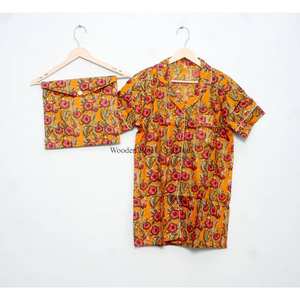 Conjunto de Pijama de 3 Piezas de Algodón Ligero de Alta Calidad para Mujer, Manga Corta, Secado Rápido, Transpirable, Ropa de Playa para Verano - Product Image 4