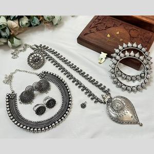 Fashionable Oxidised Plated Necklace Combo Set | Ethnic Designer Jewellery for Women - Product Image 2