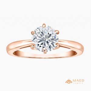 Cut Moissanite Solitaire Ring Rose Gold Plated Prong Setting Women's Engagement Wedding Anniversary Party Luxury Jewelry Gift - Product Image 1