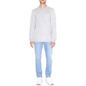 T-shirts pour hommes imprimés avec logo personnalisé vente en gros écologique 200g col en O à manches longues doux OEM Service fournisseur pakistanais 100% - Product Image 3