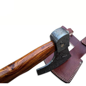 Burraq Hacha Tomahawk de 15 pulgadas, hecha a mano con acero de Damasco, mango de palisandro, funda de cuero, para uso industrial, bricolaje y camping al aire libre - Product Image 5