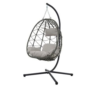 Indoor/Outdoor Swing Egg <b>Chair</b> with Stand Wicker Hanging <b>Basket</b> <b>Chair</b> for Patio Bedroom Living Room - Product Image 4
