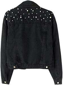 Blouson en jean de coton pour femme, manches longues, col court, couleur unie, coupe-vent, respirant, séchage rapide, décontracté, délavé - Product Image 5