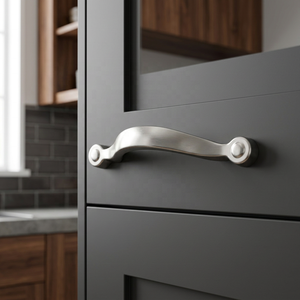 Poignée de meuble design moderne pour cuisine, quincaillerie durable, forme incurvée, nickel poli, pour armoire et commode - Product Image 3