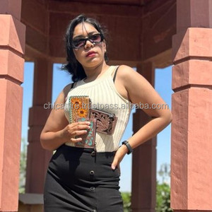 Nouveau véritable fabriqué à la main marron en cuir outillé porte-monnaie Rectangle porte-carte de crédit étui mignon petite pièce carte étuis à fermeture éclair - Product Image 5