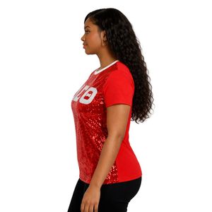Maglietta Rossa con Paillettes Delta Sigma Theta per Donne, Vestibilità Comoda, Tessuto Premium, Abbigliamento Casual per Confraternite Greche - Product Image 3