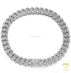 สร้อยคอแฟชั่นแบบ Cuban Link ชุบทองประดับเพชร Moissanite เงินแท้ 925 ดีไซน์หรูหราสำหรับผู้ชายและผู้หญิง - Product Image 3