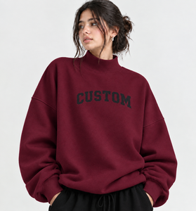 New Baggy Style <b>Women's</b> Oversized <b>Lightweight</b> Pullover Solid Color Mockneck <b>Sweatshirt</b> Casual All Season Wear - Product Image 1