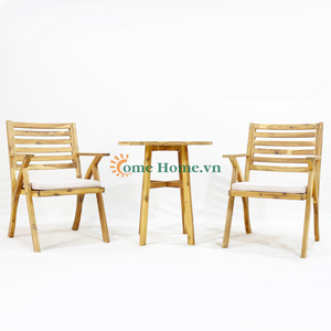 ชุดเก้าอี้บิสโทรไม้กระถินณรงค์ Comehome พร้อมเบาะนุ่มสีขาว - Product Image 6