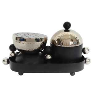 Juego de quemador de incienso Bakhoor de metal de lujo con bandeja, quemador de incienso árabe Oud, quemador decorativo de fragancias para el hogar, regalo decorativo para Ramadán - Product Image 1