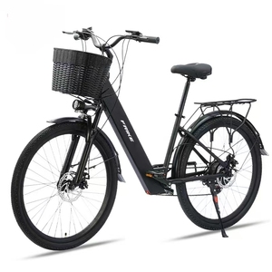 Bicicleta eléctrica urbana de 26 pulgadas para chicas y mujeres, con cuadro bajo, batería de litio de 36V 8Ah y motor sin escobillas de 250W - Product Image 1