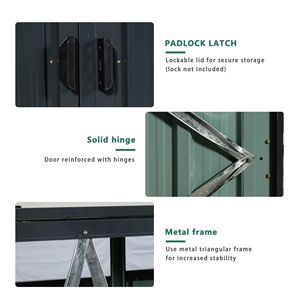 Caseta Metálica para Basureros de Exterior, Acero Galvanizado Inoxidable, Almacenamiento para Jardín, para 3 Contenedores de Basura, Resistente a la Intemperie y Duradera - Product Image 4