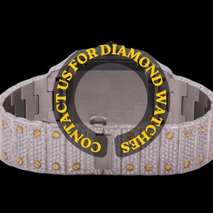 Dernier design, or blanc, moissanite taille brillant, cadran carré chiffres romains, mouvement à quartz, bijoux tendance et à la mode - Product Image 4