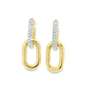 Pendientes de Aro Grandes con Diamantes Cultivados en Laboratorio, Diseño de Cadena de Lujo, Oro Sólido de 14K, Joyería para Uso Diario - Product Image 3