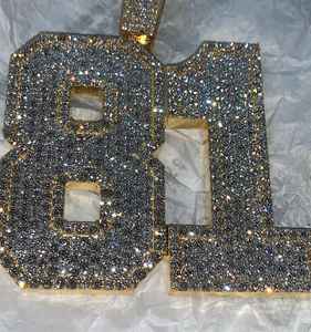 Colgante de lujo con incrustaciones de moissanita VVS personalizado, colgante con inicial de letra o número de la suerte, estilo hip hop, colgante de plata 925 para hombre - Product Image 3