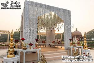 Structure de Mandap de Mariage Ouvert de Luxe pour Événements en Floride, Arches Métalliques Dorées pour Aménagement Extérieur, Vente 2026, Décoration d'Événements aux États-Unis - Product Image 2