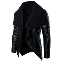 Blouson moto d'hiver en cuir véritable pour homme avec logo frontal – Vêtement d'extérieur durable et élégant pour la conduite et le quotidien