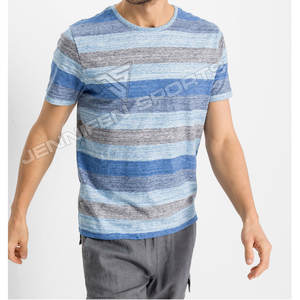 Camiseta de Verano de Manga Corta para Hombre, Unisex, Mezcla de Algodón/Poliéster, de Alta Calidad, Transpirable, de Secado Rápido, a Rayas, Personalizada, Multicolor, al por Mayor - Product Image 2