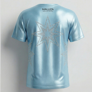 เสื้อยืดสตรีทแวร์ผู้ชายผ้าฝ้าย 100% ประดับคริสตัลหรูหรา ไซส์ใหญ่ สีเงินเมทัลลิก - Product Image 3