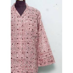 Luxury Indian Cotton Digital Printed Floral Pattern Evening Bridal V-Neck 3/4Sleeve Midi long shirt <b>Dress</b> for Women Eco-Friendly - Product Image 2