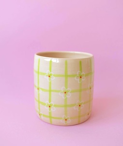 Porte-ustensiles en céramique peint à la main, motif floral à carreaux, finition brillante, durable, résistant à la chaleur, organiseur de comptoir de cuisine - Product Image 3