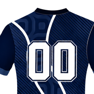 Camiseta de Rugby Azul Marino y Blanca de Manga Corta con Cuello en V, Uniforme de Equipo Geométrico Personalizado, Ropa Deportiva Transpirable para Entrenamiento - Product Image 4