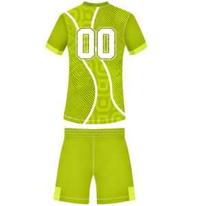 ชุดเสื้อและกางเกงขาสั้นรักบี้สีเขียวมะนาวขาว แขนสั้น คอวี ลายเรขาคณิต ชุดทีมแบบกำหนดเอง ระบายอากาศได้ดี สำหรับฝึกซ้อมและเล่นกีฬา - Product Image 2