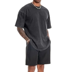 เสื้อยืดลำลองผู้ชายทรงปกติ สไตล์สตรีทแวร์ ผ้าโพลีเอสเตอร์/คอตตอนผสม แขนสั้น ไหล่ตก เป็นมิตรต่อสิ่งแวดล้อม แห้งเร็ว ล้างสีแบบแอซิดวอช - Product Image 3