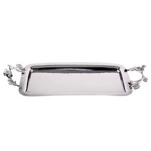 Silver Finished Stainless Steel Serving Tray Mirror Finished Multi-Function Perfume Jeweled <b>Tea</b> <b>Set</b> For Table Decorative - Product Image 3