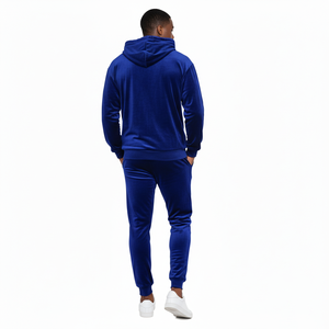 Sudadera de Primera Calidad, Moderna, de Marca Privada, Azul, de Terciopelo, Estampada, con Logotipo Personalizado, Ropa Deportiva para Hombre, para Gimnasio - Product Image 4