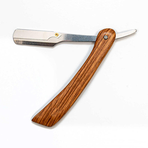 High Quality Stainless Steel & Wooden Handle Foldable Professional <b>Barber</b> Straight Shaving Razor with Single <b>Blade</b> - Product Image 6