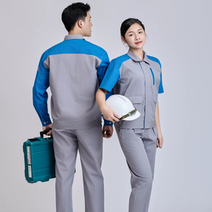 Vêtements de travail haute visibilité respirants, confortables et durables pour hommes, ensemble de sécurité à manches longues bleu ciel et gris FMF pour hommes - Product Image 1