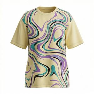 เสื้อยืดผ้าฝ้ายผู้หญิงทรงหลวมใส่สบายรักษ์โลก สไตล์ใหม่ พิมพ์ลายแบบซับลิเมชั่น แฟชั่นสตรีทแวร์ สีสันปรับแต่งได้ - Product Image 1