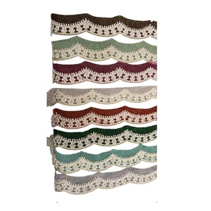 Rubans en dentelle de coton brodés de haute qualité, garniture pour col de robe, dentelle à sequins, prix de gros pour l'exportation en Inde - Product Image 1